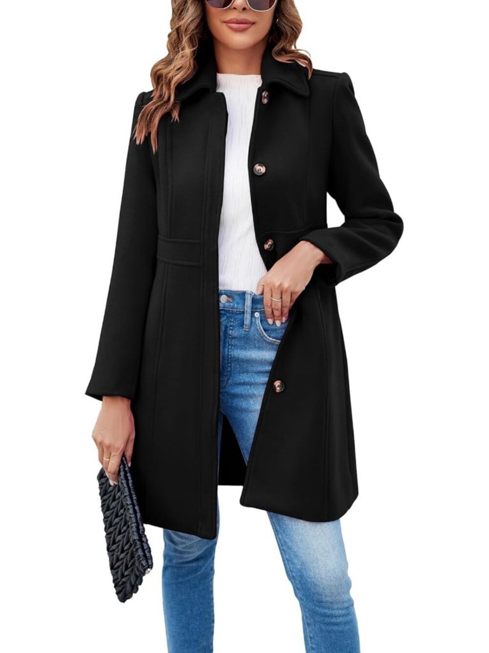 Elegant Women's Single Breasted Winter Coat | Stylish Office Pea Coat